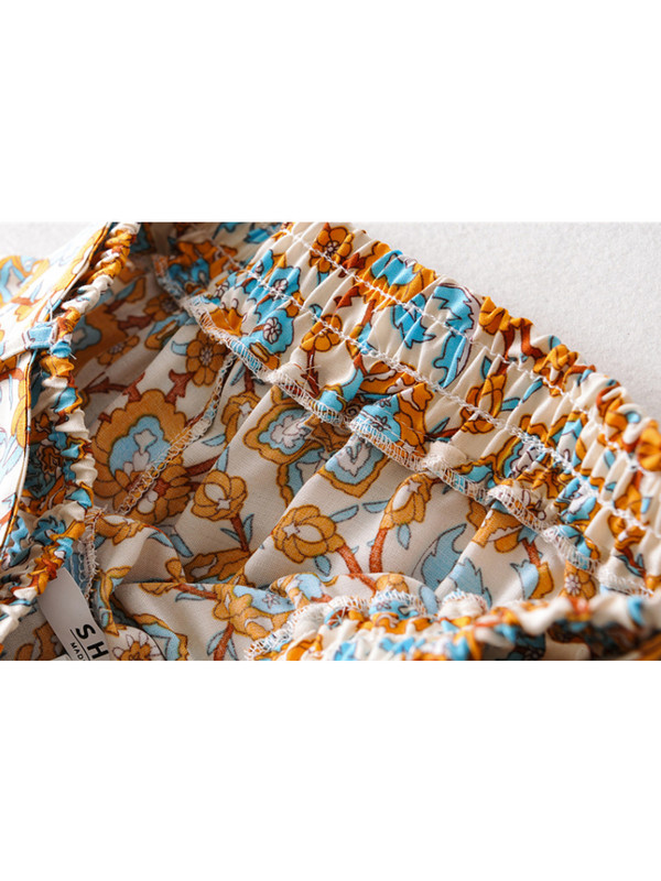 Vintage elegáns női virágmintás széles szárú bohém boldog nadrág női szárnyak laza műselyem boho hosszú nadrág túlméretezett