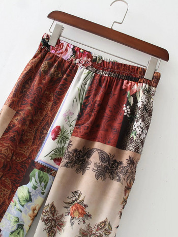 SLMD Vintage Chic Contrast Χρώματα Patchwork Γυναικεία Παντελόνια 2021 Μόδα Ελαστική Μέση Πλευρικές τσέπες Παντελόνι Pantalones Mujer