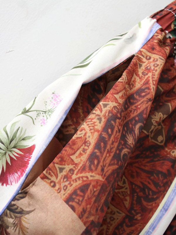 SLMD Vintage Chic Contrast Colors Patchwork Print Bikses Sieviešu 2021 Mode Elastīga Vidukļa sānu Kabatas Bikses Pantalones Mujer