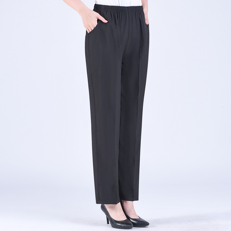 Divat Egyenes nadrág Középkorú női nyári vágott nadrág vékony bő anya táskás nadrág alkalmi anya nadrág 5XL