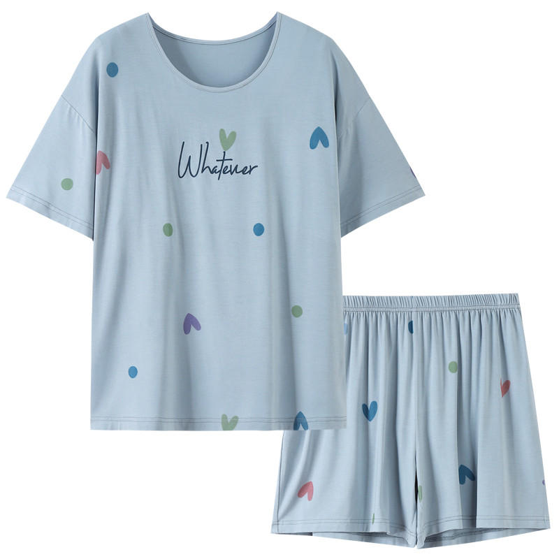 Rövid ujjú női pizsama mellkaspárnával Kényelmes női nyári pizsama szettek Nyomtatott modális hálóruha Fiatal lány stílusú ruhák