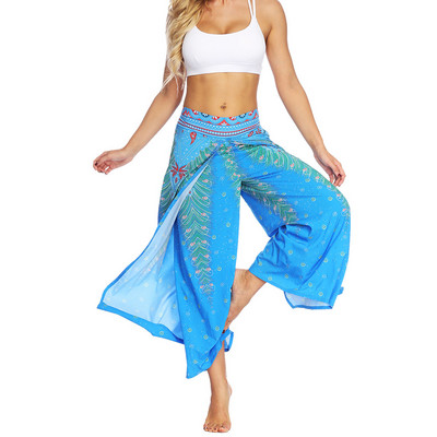 Női széles szárú nadrág divatos Palazzo Slit nyári hosszú nadrág alkalmi strand boho hippi pilate jóga sport nadrág lányoknak