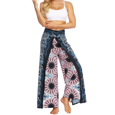 Női széles szárú nadrág divatos Palazzo Slit nyári hosszú nadrág alkalmi strand boho hippi pilate jóga sport nadrág lányoknak