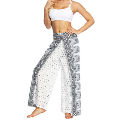 Női széles szárú nadrág divatos Palazzo Slit nyári hosszú nadrág alkalmi strand boho hippi pilate jóga sport nadrág lányoknak