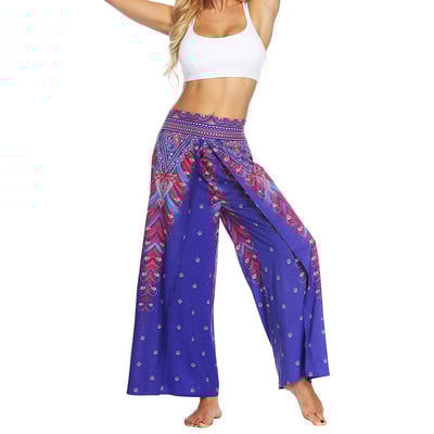 Női széles szárú nadrág divatos Palazzo Slit nyári hosszú nadrág alkalmi strand boho hippi pilate jóga sport nadrág lányoknak