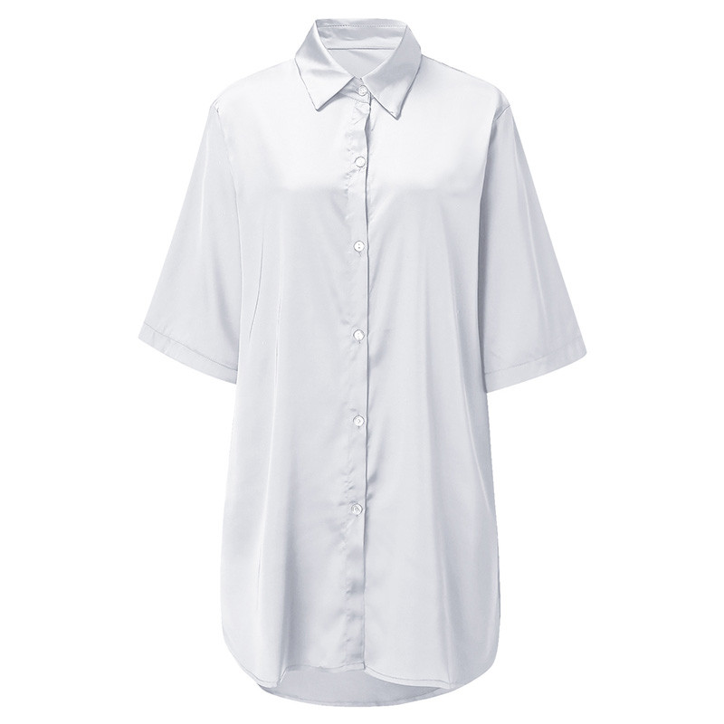 Új női tömör hálóingek fehérnemű hálóing fél ujjú bő felsők hálóing otthoni viseletre szatén selyem hálóruha