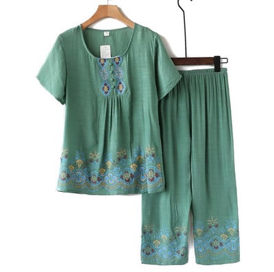 Márkatervező női hálóruha nyári női pizsama szettek Vékony nadrág rövid ujjú pizsama női szellőző otthoni öltöny