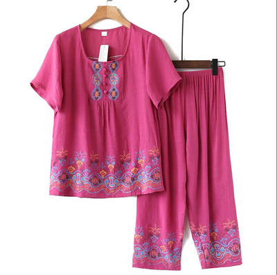 Márkatervező női hálóruha nyári női pizsama szettek Vékony nadrág rövid ujjú pizsama női szellőző otthoni öltöny