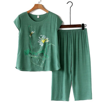 Márkatervező női hálóruha nyári női pizsama szettek Vékony nadrág rövid ujjú pizsama női szellőző otthoni öltöny