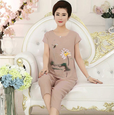 Márkatervező női hálóruha nyári női pizsama szettek Vékony nadrág rövid ujjú pizsama női szellőző otthoni öltöny