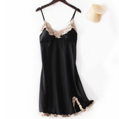 Didelio dydžio 4XL Satino Minkštas naktinis marškinys Moteriški vasariniai sijonai su sijonu miegui Seksualus nėriniuotas spagečių dirželis naktinis suknelė