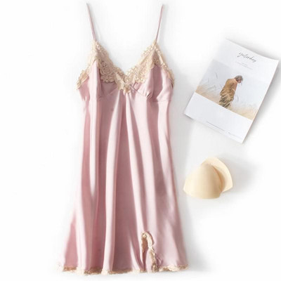 Didelio dydžio 4XL Satino Minkštas naktinis marškinys Moteriški vasariniai sijonai su sijonu miegui Seksualus nėriniuotas spagečių dirželis naktinis suknelė