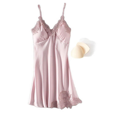 Didelio dydžio 4XL Satino Minkštas naktinis marškinys Moteriški vasariniai sijonai su sijonu miegui Seksualus nėriniuotas spagečių dirželis naktinis suknelė