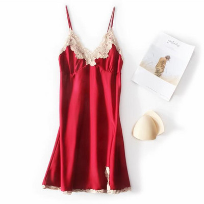 Didelio dydžio 4XL Satino Minkštas naktinis marškinys Moteriški vasariniai sijonai su sijonu miegui Seksualus nėriniuotas spagečių dirželis naktinis suknelė