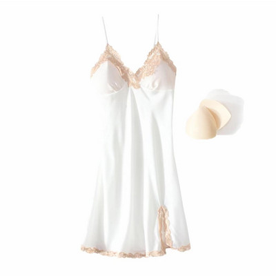 Didelio dydžio 4XL Satino Minkštas naktinis marškinys Moteriški vasariniai sijonai su sijonu miegui Seksualus nėriniuotas spagečių dirželis naktinis suknelė