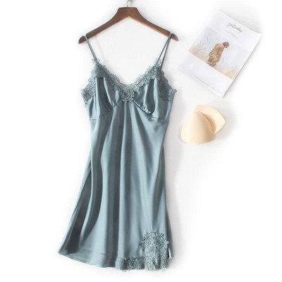 Didelio dydžio 4XL Satino Minkštas naktinis marškinys Moteriški vasariniai sijonai su sijonu miegui Seksualus nėriniuotas spagečių dirželis naktinis suknelė