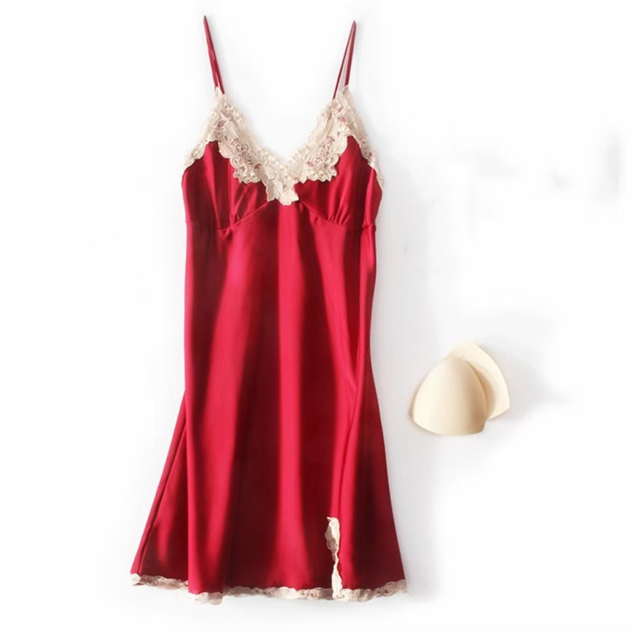 Didelio dydžio 4XL Satino Minkštas naktinis marškinys Moteriški vasariniai sijonai su sijonu miegui Seksualus nėriniuotas spagečių dirželis naktinis suknelė