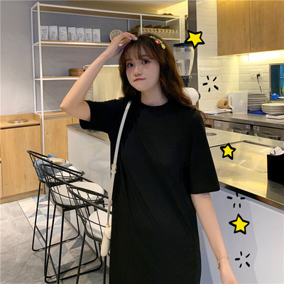 Moteriški naktiniai marškiniai ilgas miegui skirtas marškinys O formos kaklu trumpomis rankovėmis miegui Vasaros laisvalaikio namų naktinis marškinys Laisvas plius dydis S-5XL Madingas