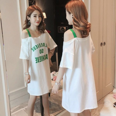 Moteriški naktiniai marškiniai ilgas miegui skirtas marškinys O formos kaklu trumpomis rankovėmis miegui Vasaros laisvalaikio namų naktinis marškinys Laisvas plius dydis S-5XL Madingas