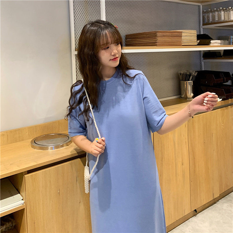 Moteriški naktiniai marškiniai ilgas miegui skirtas marškinys O formos kaklu trumpomis rankovėmis miegui Vasaros laisvalaikio namų naktinis marškinys Laisvas plius dydis S-5XL Madingas