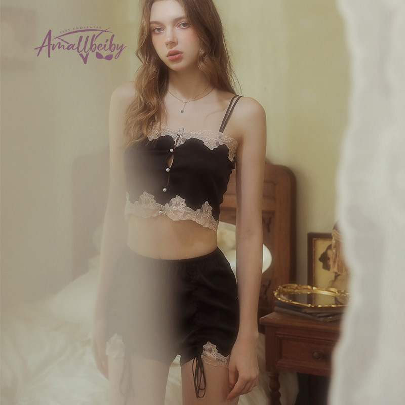 Szexi szatén pizsama női hálóruha pizsama csipke hímzett redőzött karcsú felsők és rövidnadrág fehérnemű szett Pijama Mujer