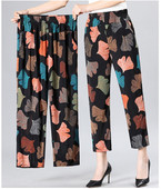 Vasaras sieviešu bikses ar apdruku 2023. g. Jaunas elastīgas bikses ar augstu vidukli, plānas ledus zīda bikses, brīvas liela izmēra sieviešu ikdienas devītās bikses 7XL 8XL