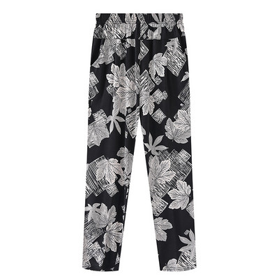 Vasaras sieviešu bikses ar apdruku 2023. g. Jaunas elastīgas bikses ar augstu vidukli, plānas ledus zīda bikses, brīvas liela izmēra sieviešu ikdienas devītās bikses 7XL 8XL