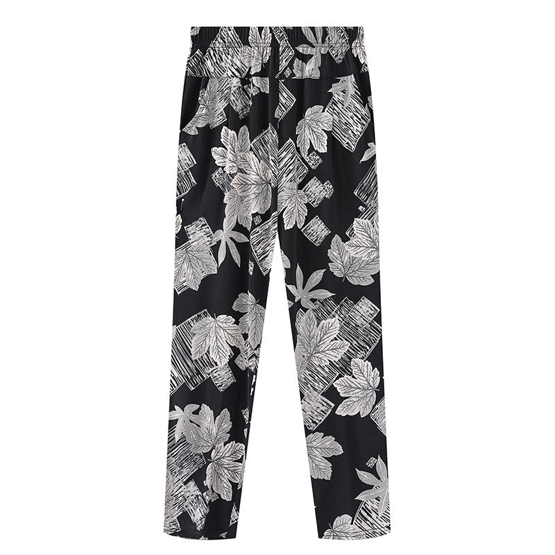 Vasaras sieviešu bikses ar apdruku 2023. g. Jaunas elastīgas bikses ar augstu vidukli, plānas ledus zīda bikses, brīvas liela izmēra sieviešu ikdienas devītās bikses 7XL 8XL