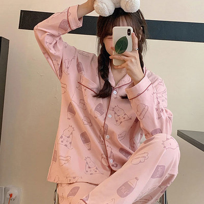 Ženske slatke pidžame s uzorkom srca Jednostavne labave, ugodne korejske salonke za mlade Pocket Patchwork Nježne mekane trendi ins