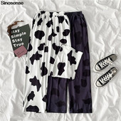 Sievietēm Cow Print Platas Bikses Sporta Bikses Palazzo Joggers Elastīgs Streetwear Brīvas bikses ar augstu vidukli sporta bikses Baggy