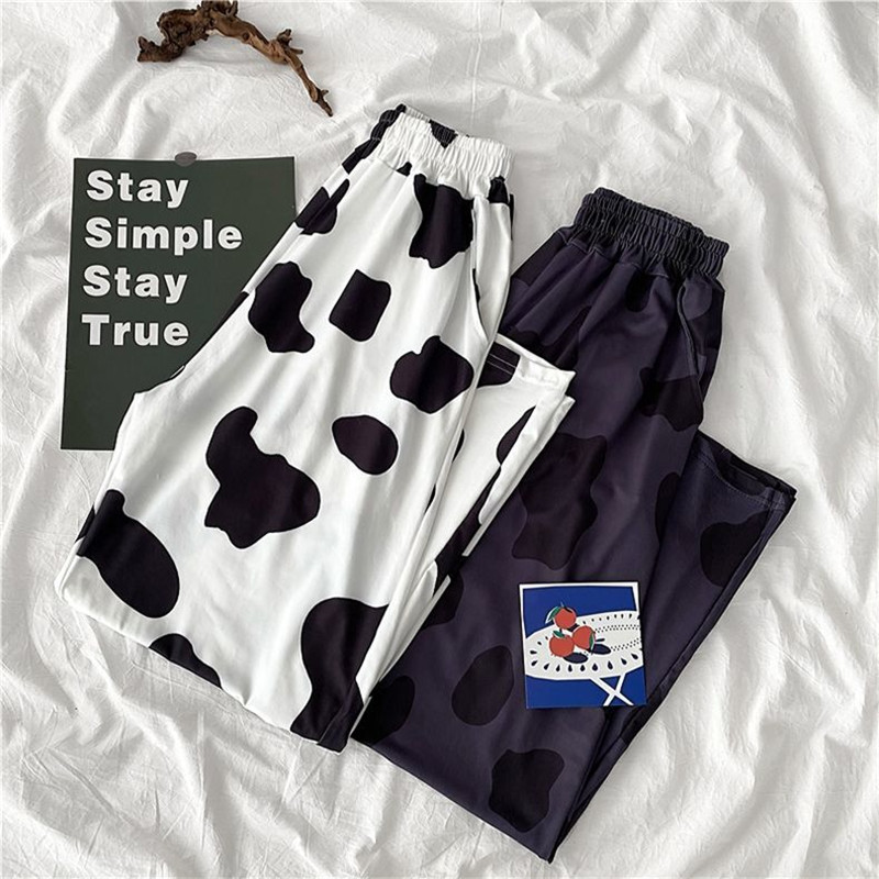 Sievietēm Cow Print Platas Bikses Sporta Bikses Palazzo Joggers Elastīgs Streetwear Brīvas bikses ar augstu vidukli sporta bikses Baggy