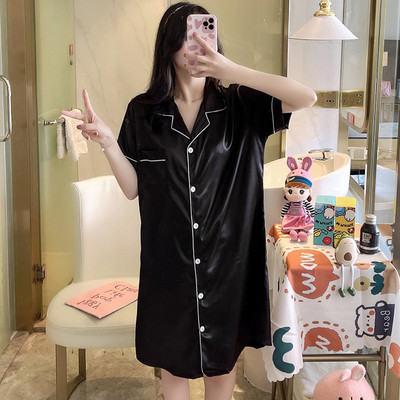 Suvised lühikeste varrukatega öösärgid Naistele Ice Cozy ühe rinnaga öösärgid Naistele hingavad seksikad magamisriided kottis kodune magamissärk