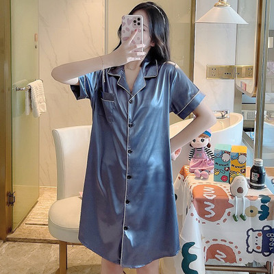 Suvised lühikeste varrukatega öösärgid Naistele Ice Cozy ühe rinnaga öösärgid Naistele hingavad seksikad magamisriided kottis kodune magamissärk