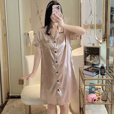 Suvised lühikeste varrukatega öösärgid Naistele Ice Cozy ühe rinnaga öösärgid Naistele hingavad seksikad magamisriided kottis kodune magamissärk