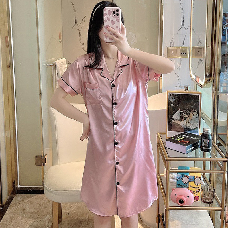 Suvised lühikeste varrukatega öösärgid Naistele Ice Cozy ühe rinnaga öösärgid Naistele hingavad seksikad magamisriided kottis kodune magamissärk