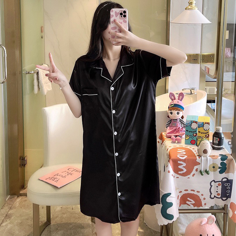 Suvised lühikeste varrukatega öösärgid Naistele Ice Cozy ühe rinnaga öösärgid Naistele hingavad seksikad magamisriided kottis kodune magamissärk