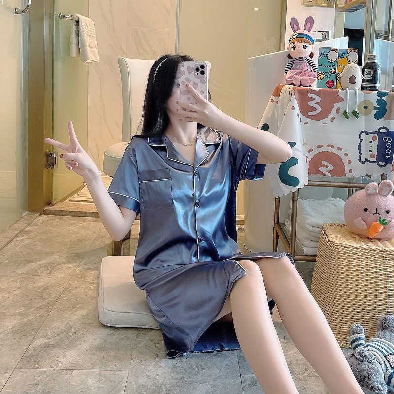 Suvised lühikeste varrukatega öösärgid Naistele Ice Cozy ühe rinnaga öösärgid Naistele hingavad seksikad magamisriided kottis kodune magamissärk