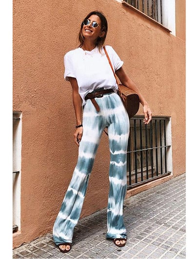 Fitshinling Fashion Tie Krāsa uzliesmojošās bikses Sieviešu Vintage Street Slim High Waist Bikses Sieviešu šauri ikdienas Legingi Jauns 2022 Izpārdošana