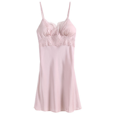 Σέξι γυναικεία πυζά νυχτικά με V λαιμόκοψη Δαντελένια νυχτικά Σατέν Εξώπλατο νυχτικό Λεπτό αμάνικο νυχτικό Γυναικείο νυχτερινό φόρεμα M-XXL