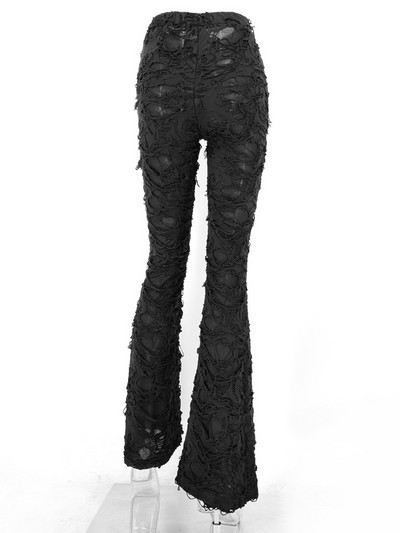 Yangelo Ladder Ripped Flare Kāju Bikses Bez Jostas Goth Punk Unisex Hole Cyber Y2K Bottoms Sexy High Waist Street Wear bikses