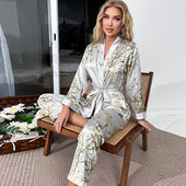 Siidist satiinist pidžaamakomplekt, magamisriided, pidžaamakomplekt, naiste magamisriided, kolmeosaline naiste puhkeriided