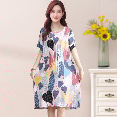 UHYTGF pamut selyem nyári pizsama ruha női rövid ujjú pulóver, nagy lengő hálóing Női otthoni ruhák hálóruha 2360