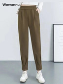 Új, magas derekú utcai alkalmi Bloomers nadrágok, női, túlméretes, 6xl-es melegítőnadrágok, bő nyári kocogó nadrágok, bokáig érő nadrágok