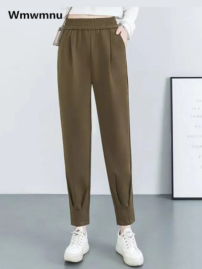 Új, magas derekú utcai alkalmi Bloomers nadrágok, női, túlméretes, 6xl-es melegítőnadrágok, bő nyári kocogó nadrágok, bokáig érő nadrágok