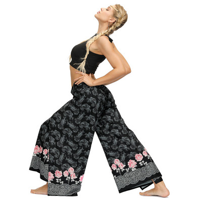 Καλοκαιρινό γυναικείο καθημερινό παντελόνι εκτύπωσης έγχρωμη σχισμή κοίλο έξω χαλαρό στιλ σε Ανοιξιάτικο παντελόνι Holiday Beach κατά των κουνουπιών C3524