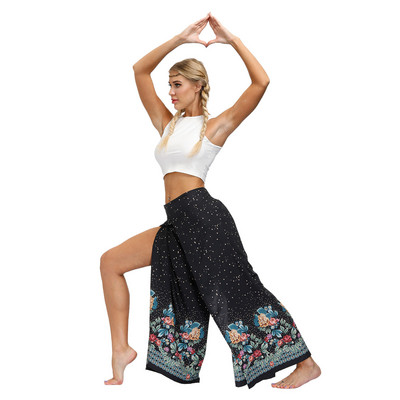 Καλοκαιρινό γυναικείο καθημερινό παντελόνι εκτύπωσης έγχρωμη σχισμή κοίλο έξω χαλαρό στιλ σε Ανοιξιάτικο παντελόνι Holiday Beach κατά των κουνουπιών C3524