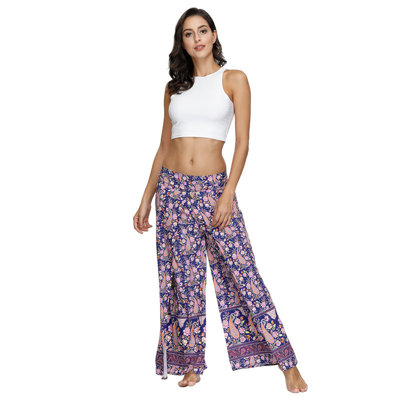 Letné dámske ležérne nohavice s potlačou, farebnými rozparkami, voľným štýlom na dovolenku, plážové nohavice proti komárom, jarné ženské nohavice C3524