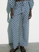 Kumsvag 2023 Moteriškos vasarinės tiesios kelnės madingos spaudos kišenės viso ilgio poplinas Moteriškas laisvalaikis elegantiškos kelnės, drabužiai XX9306