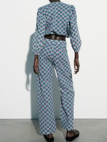 Kumsvag 2023 Γυναικεία ίσια καλοκαιρινά παντελόνια μόδας τσέπες με στάμπα σε όλο το μήκος Ποπλίνα Γυναικεία καθημερινά κομψά παντελόνια Ρούχα XX9306
