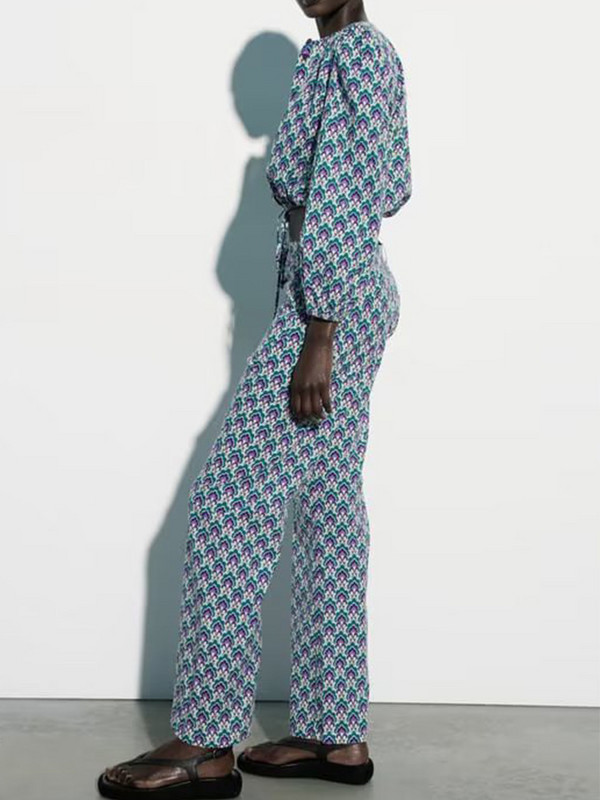 Kumsvag 2023 Moteriškos vasarinės tiesios kelnės madingos spaudos kišenės viso ilgio poplinas Moteriškas laisvalaikis elegantiškos kelnės, drabužiai XX9306